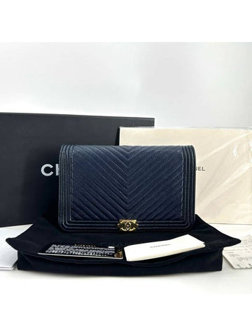 Caviar gold boy chevron woc mini bag cross Chanel