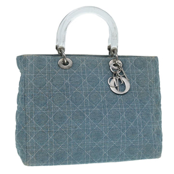 CHRISTIAN Top quality Dior Lady Top quality Dior Canage Hand Bag Denim Blue Silver Auth 87084