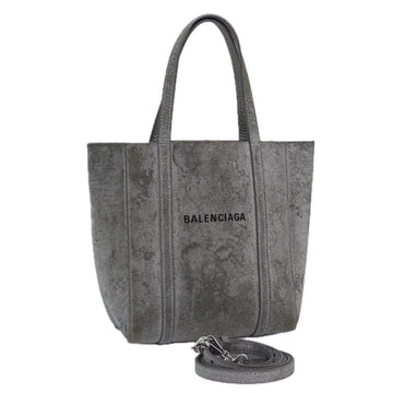 Balenciaga Everyday Tote XXS Hand Bag Leather 2way Silver Silver Auth 87205