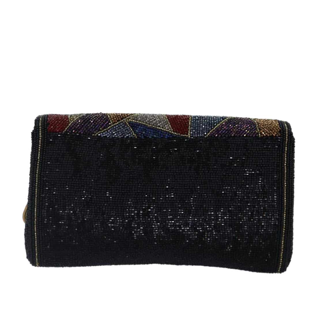 CHRISTIAN Top quality Dior Shoulder Bag beads Black Multicolor Auth 87649S