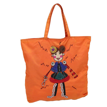 PRADA Tote Bag Nylon Orange Silver Auth 87757