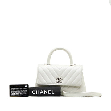 New 1:1 Rep Top Quality Chanel Chevron V tick Coco Handle Handbag Shoulder Bag 2WAY White Caviar S  CHANEL