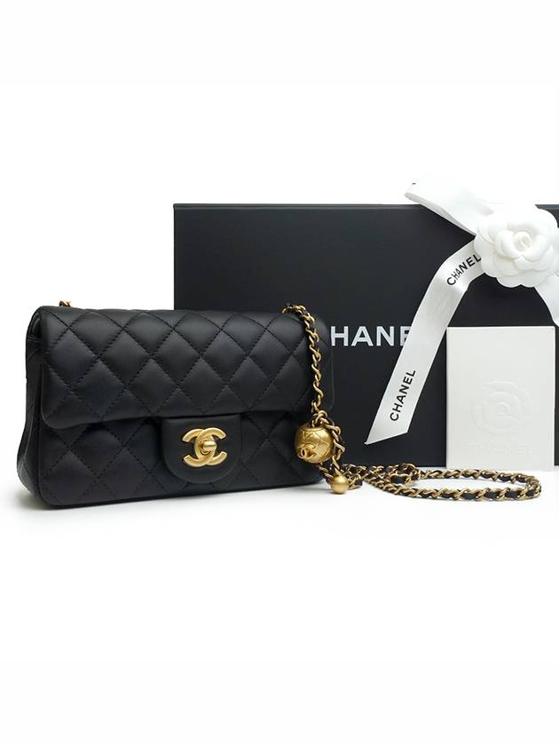 Classic New Mini Gold Ball Flap Lambskin Gold Metal Cross Bag Black Chanel