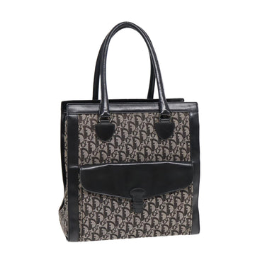 CHRISTIAN Top quality Dior Trotter Canvas Tote Bag Black Auth 88433
