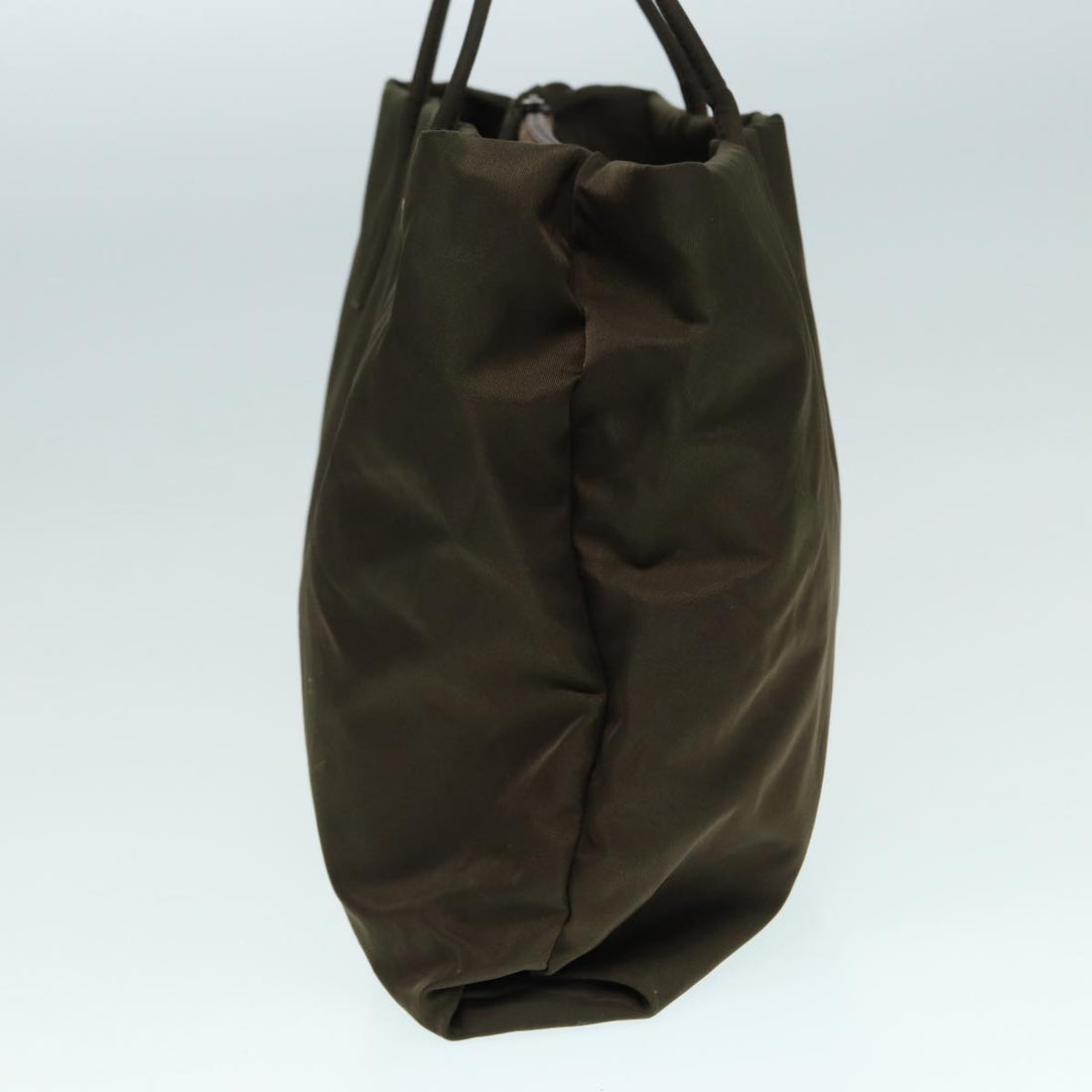 PRADA Hand Bag Nylon Khaki Silver Auth 88468