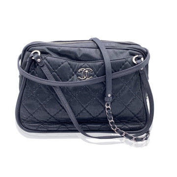 Top Quality Chanel Black Quilted Leather Relax Cc Tote Camera Shoulder Bag