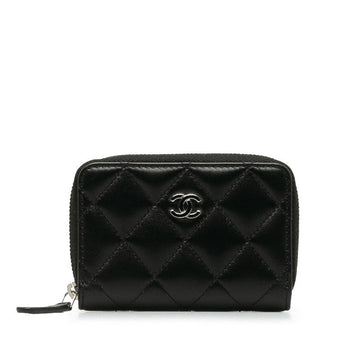 New 1:1 Rep Top Quality Chanel Coco Matrasse Round Fashner Coin Case Black Leather  Chanel