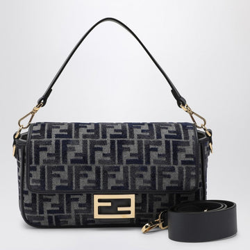 Fendi Ff Dark Blue Chenille Baguette Bag Women