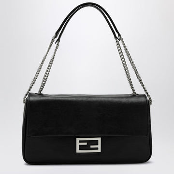 Fendi Black Leather Chain Large Baguette Women