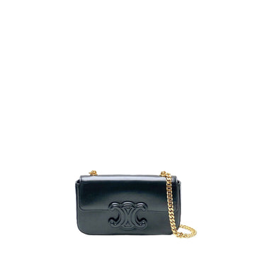 CELINE TRIOMPHE CLAUDE CHAIN SHOULDER BAG - LEATHER LOGO