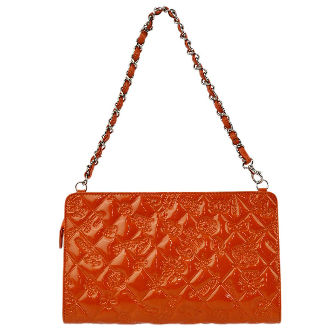 New 1:1 Rep Top Quality Chanel Orange Patent Leather Icon Chain Handbag