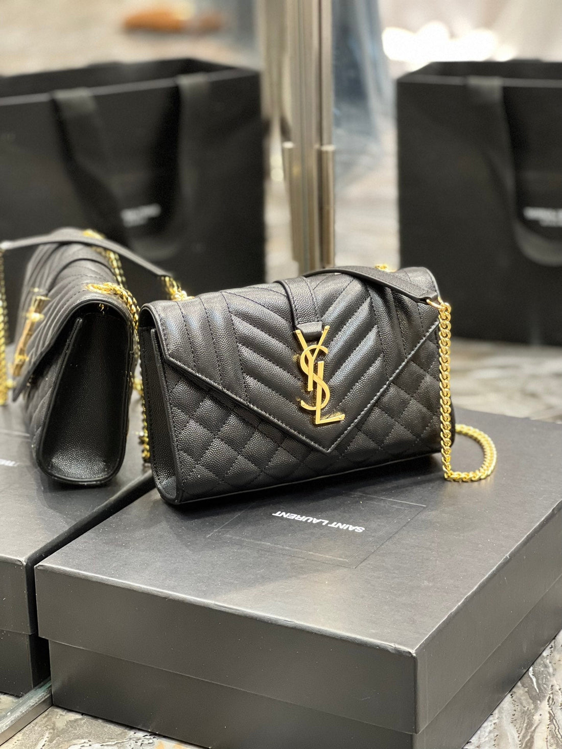 Yves Saint Laurent Small Bag Black In Mix Matelasse