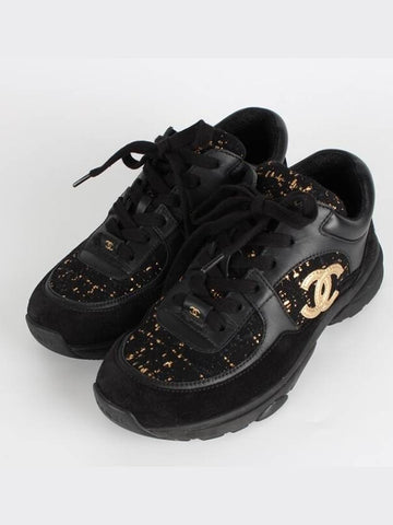 CC logo cruise sneakers gold pearl 36 230 Chanel
