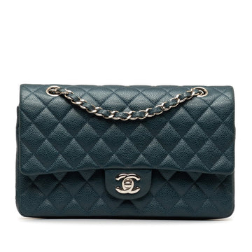 New 1:1 Rep Top Quality Chanel Mattrase 25 Coco Double Flap Chain Shoulder Bag Blue Silver Caviar S  CHANEL