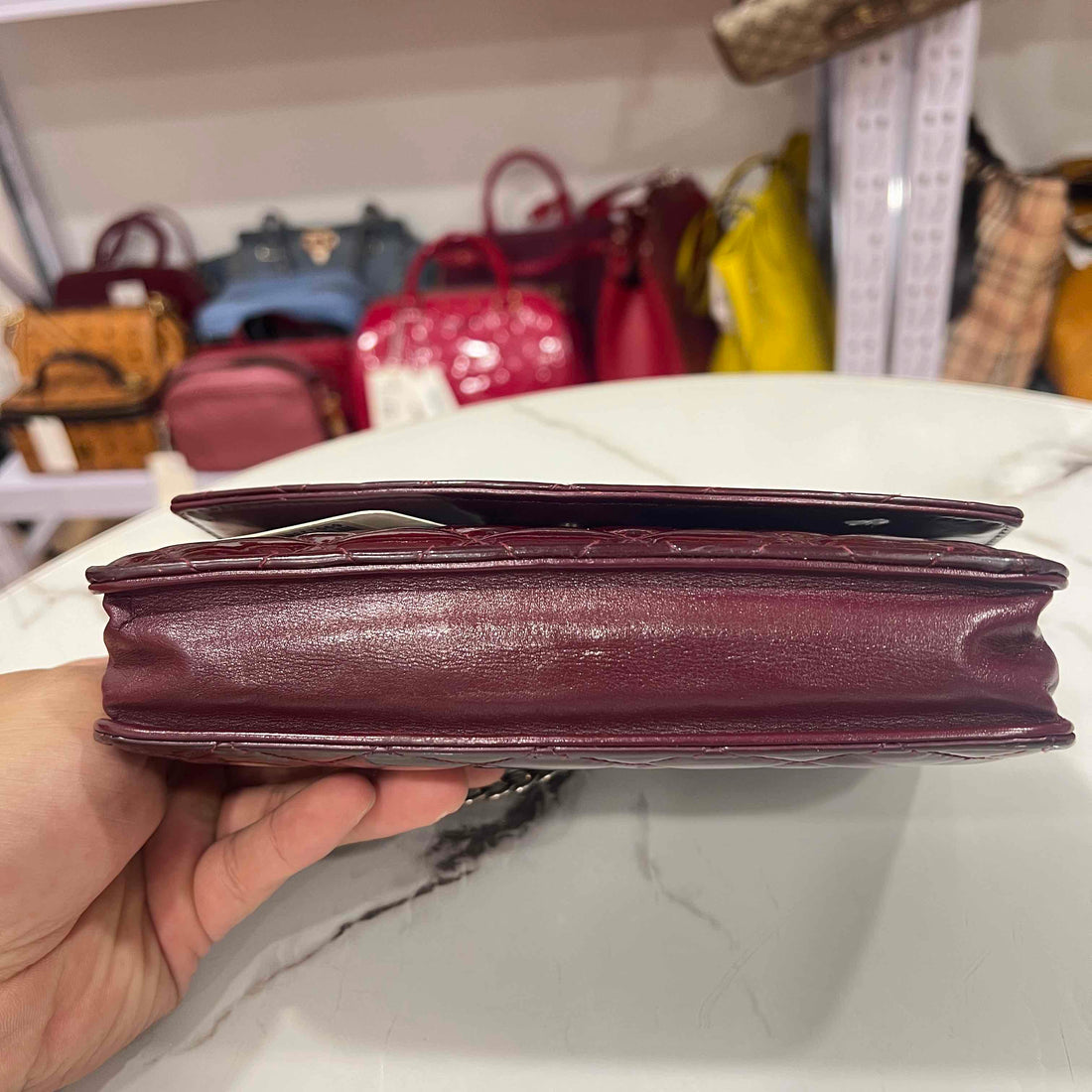 Top Quality Chanel Red Patent Leather Wallet on Chain WOC Quilted 2011