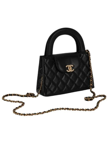 Gold Hardware Small Shiny  Calfskin Tote Bag Black Chanel
