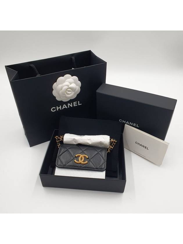 CC Logo Gold Chain Mini Cross Bag Black Chanel