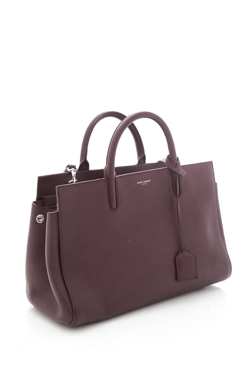 Saint Laurent Baby Cabas Burgundy Tote