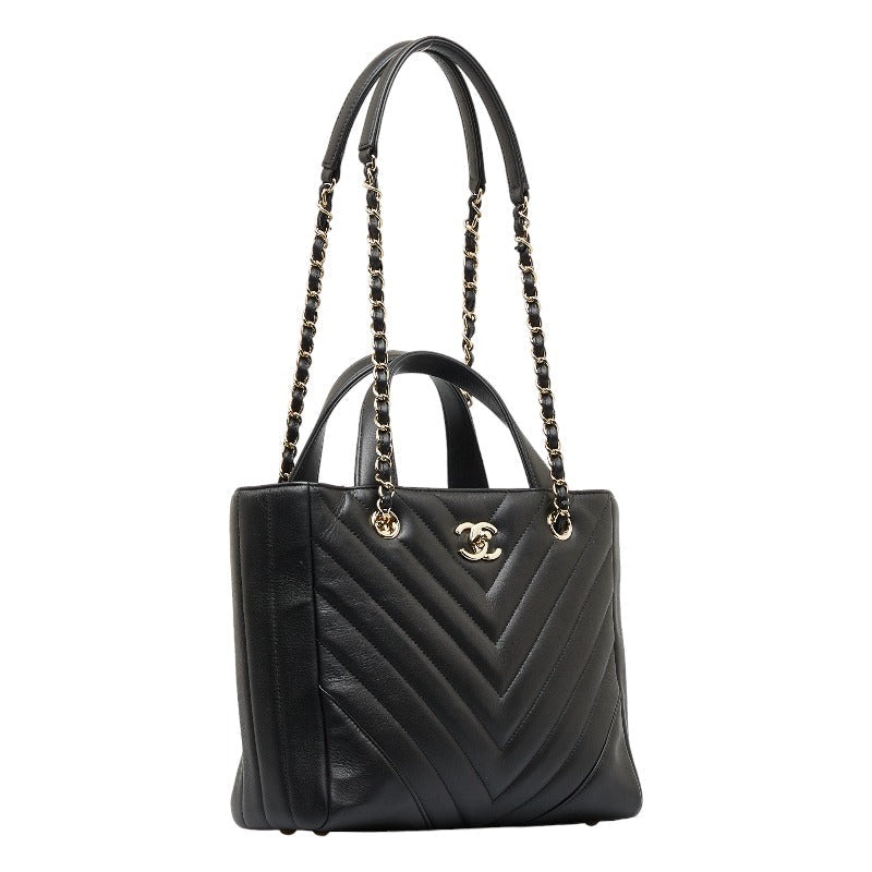 New 1:1 Rep Top Quality Chanel Chevron V tick Handbags Shoulder Bag 2WAY Black Leather  CHANEL