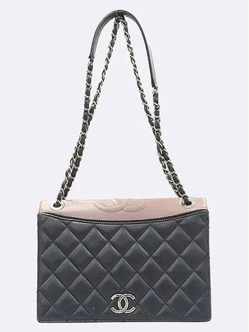 A93012 Brown Black Color Ballet Flap  Silver CC Chain Shoulder Bag Chanel