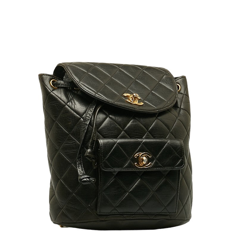 Top Quality Chanel  Backpack in Lambskin Leather Black Quilted
