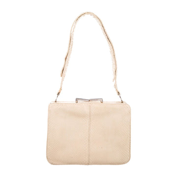 Creme snakeskin Fendi mini shoulder bag with chrome hardware
