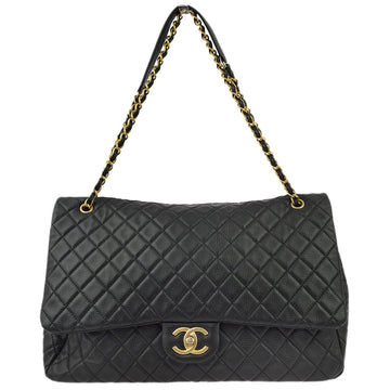 New 1:1 Rep Top Quality Chanel Black Calfskin XXL Single Flap Shoulder Bag