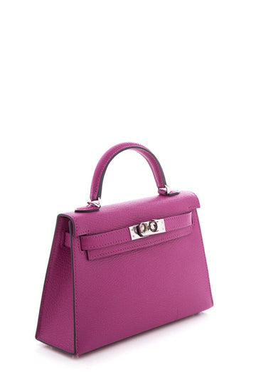 Hermès 2018 Rose Pourpre Chevre Mysore Mini Kelly 20cm W/PHW