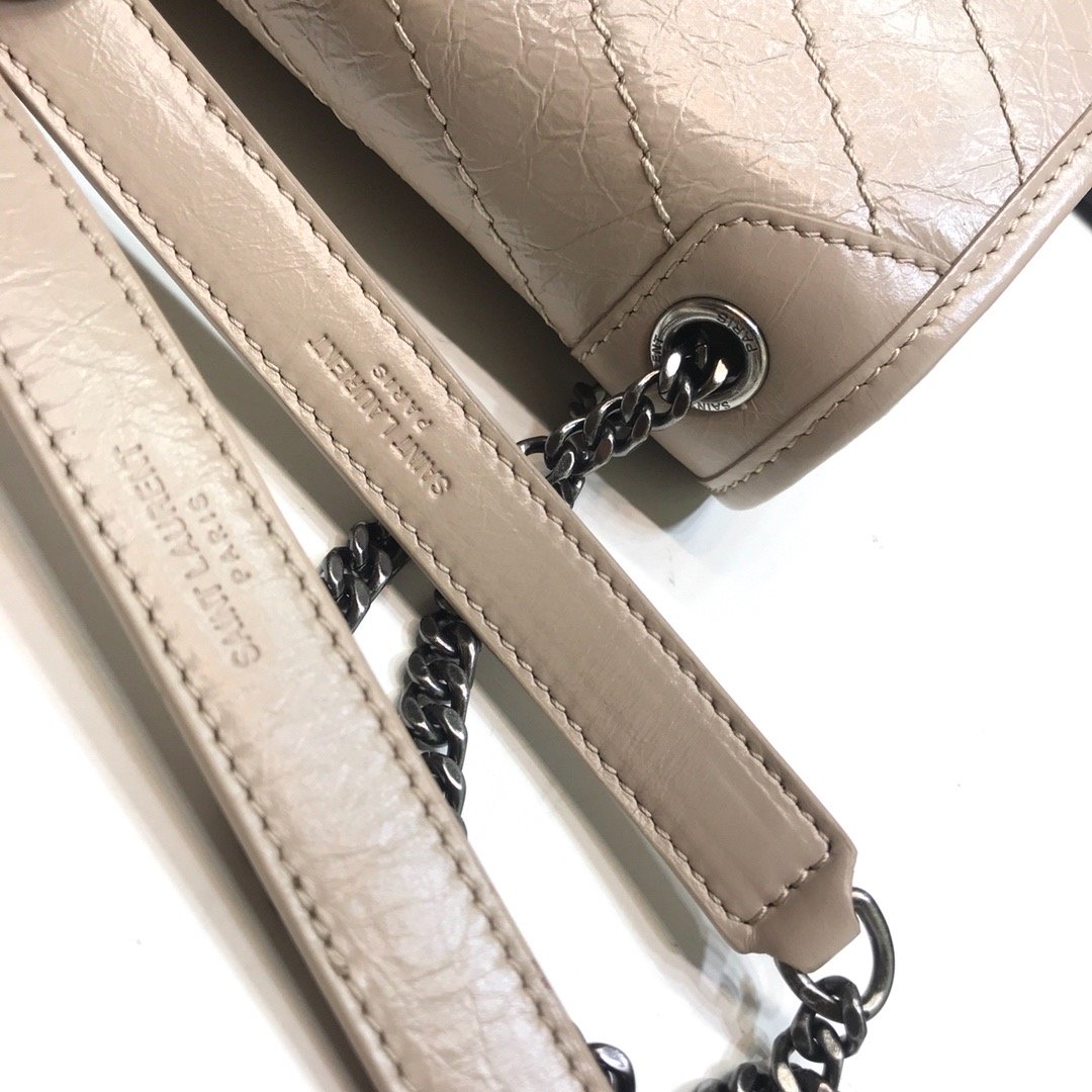 Yves Saint Laurent Niki Baby Chain Bag In Crinkled Vintage Beige