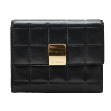 Top Quality Chanel Chocolate Bar Three Folded Wallet Black Leather