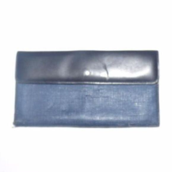 Gucci   Navy Coated Canvas Leather Checkbook Wallet