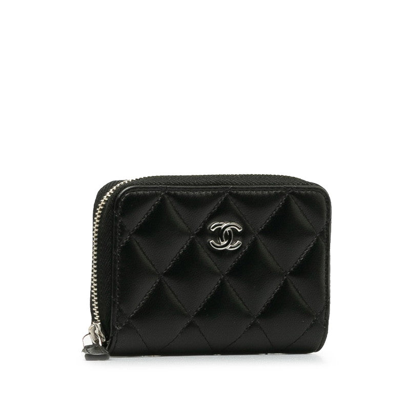 New 1:1 Rep Top Quality Chanel Coco Matrasse Round Fashner Coin Case Black Leather  Chanel