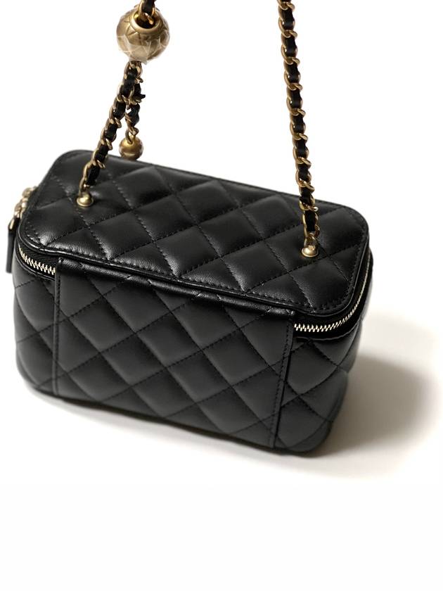 Chain Golden Ball Vanity Small Lambskin Cross Bag Black Chanel