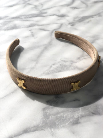 CELINE Triomphe  Fabric headband Beige New 1:1 t3apeu