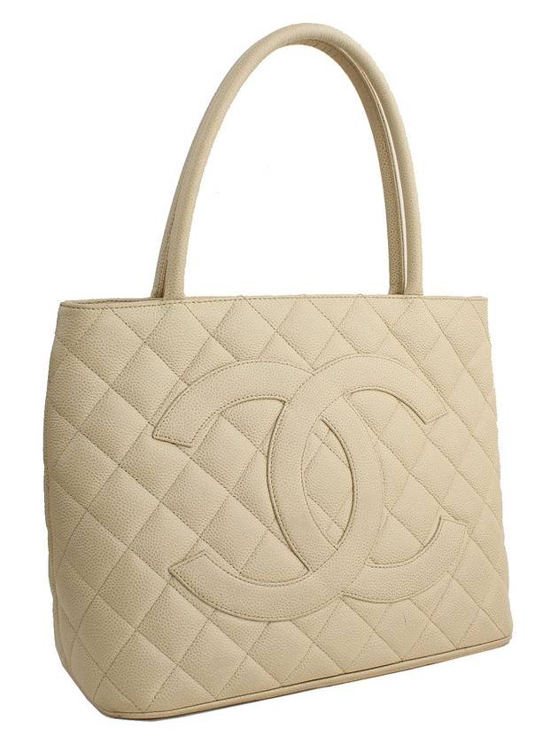 Cream Beige Caviar Antique Gold Plated CC Coin Tote Chanel