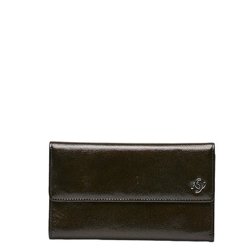 New 1:1 Rep Top Quality Chanel Cocomark Three Folded Wallet Metal Curry Patent Leather  CHANEL