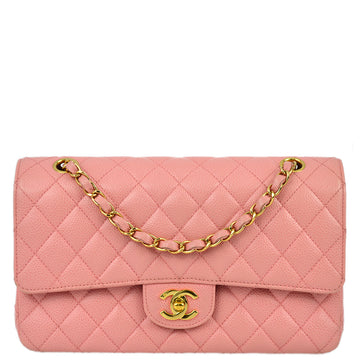 Top Quality Chanel 2004-2005 Classic Double Flap Medium Pink Caviar