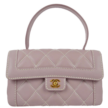 Top Quality Chanel 2004-2005 Purple Calfskin Wild Stitch Handbag