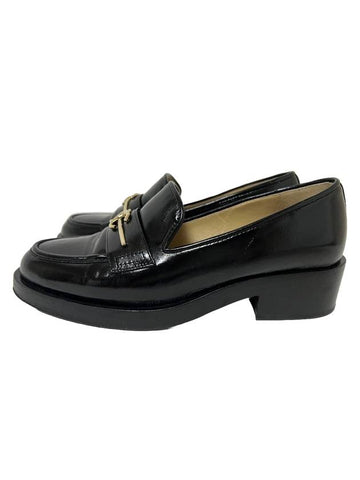 CC Logo Leather Loafers Black Chanel