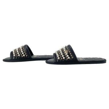 CHANEL PearlChain Sandals BlackG36005 Leather Size XS