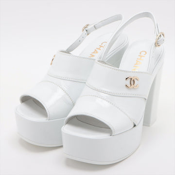 New 1:1 Rep Top Quality Chanel Coco 23AW Patent Leather Sandal 35C  White G45016 Crample