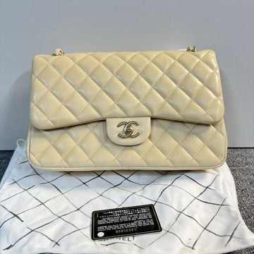 Top Quality Chanel CF Jumbo White Quilted Leather Flap Bag