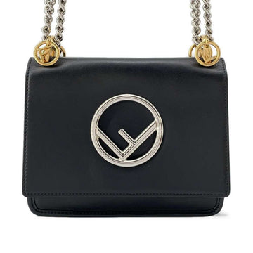 FENDI Canayev ChainShoulder Bag Black 8BT286 Leather Size Mini