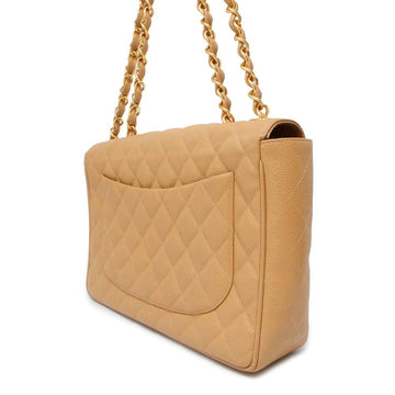 CHANEL Jumbo Matelasse ChainShoulder Bag BeigeA04412 Caviar Leather Size 30