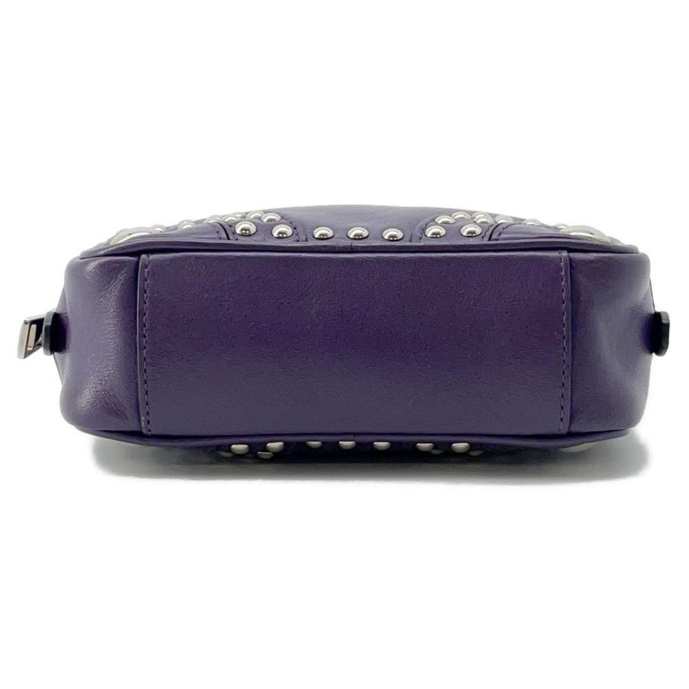 PRADA Studded Shoulder Bag Purple 1N1674 Leather
