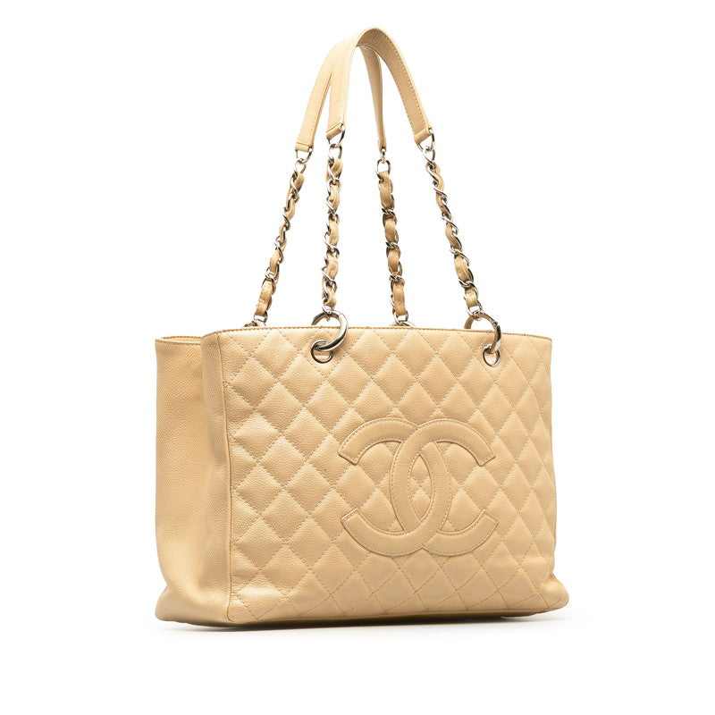 New 1:1 Rep Top Quality Chanel Matrasse Chain Tote Bag Beige Silver Caviar S  Chanel