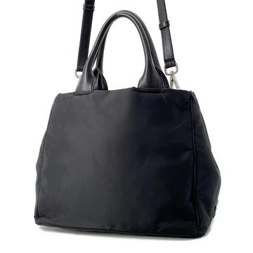 PRADA Ribbon 2WAY Tote Bag Black 1BG027 Nylon
