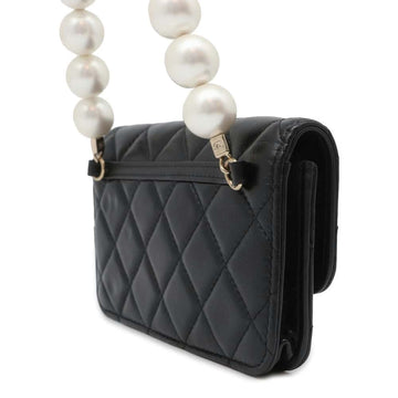 CHANEL matelasse pearl chain wallet BlackAP1839 Lambskin