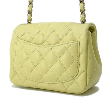 CHANEL Mini Matelasse ChainShoulder Bag Yellow Lambskin Size 16