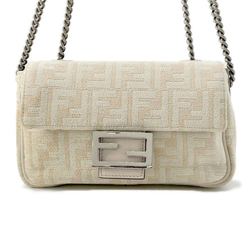FENDI Baguette ChainShoulder Ivory 8BR793 pile